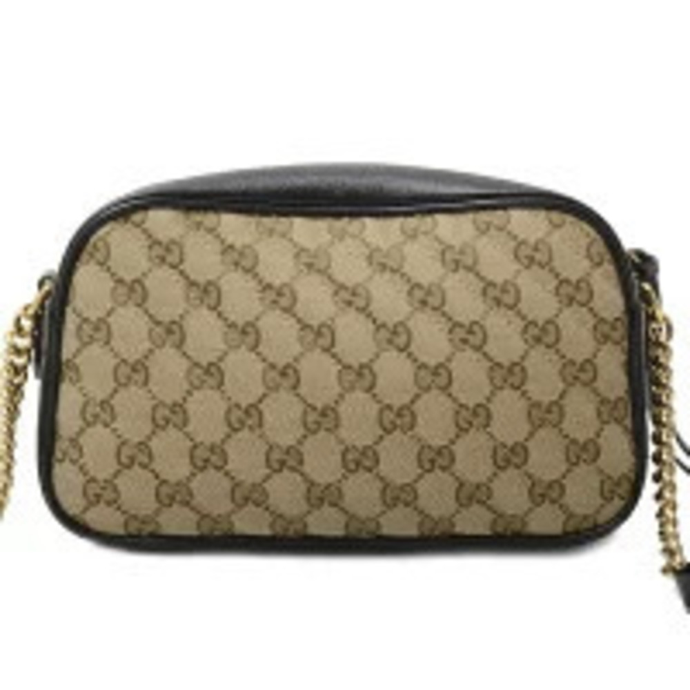Gucci Marmont Black Bag GG Beige Shoulder Canvas Leather